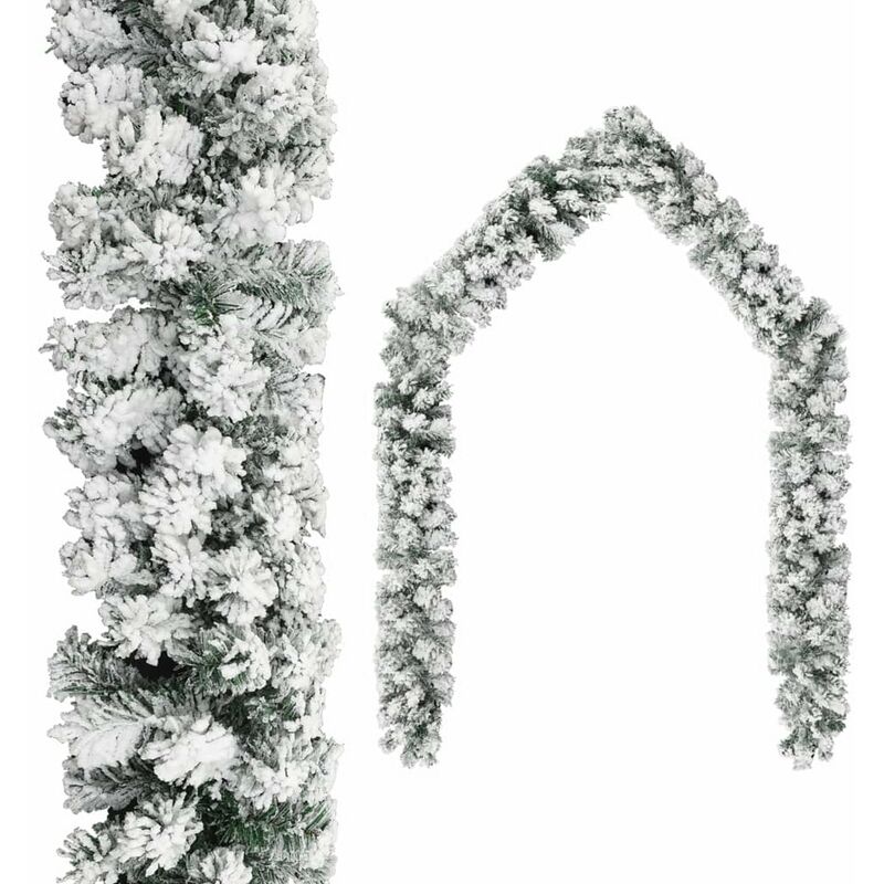 

Happyshopping - Guirnalda de Navidad con nieve flocada verde 10 m PVC