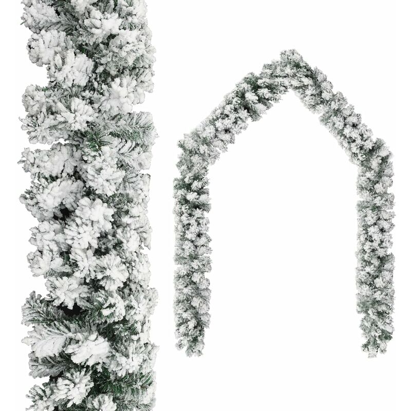 

Guirnalda de Navidad con nieve flocada verde 10 m PVC - Verde