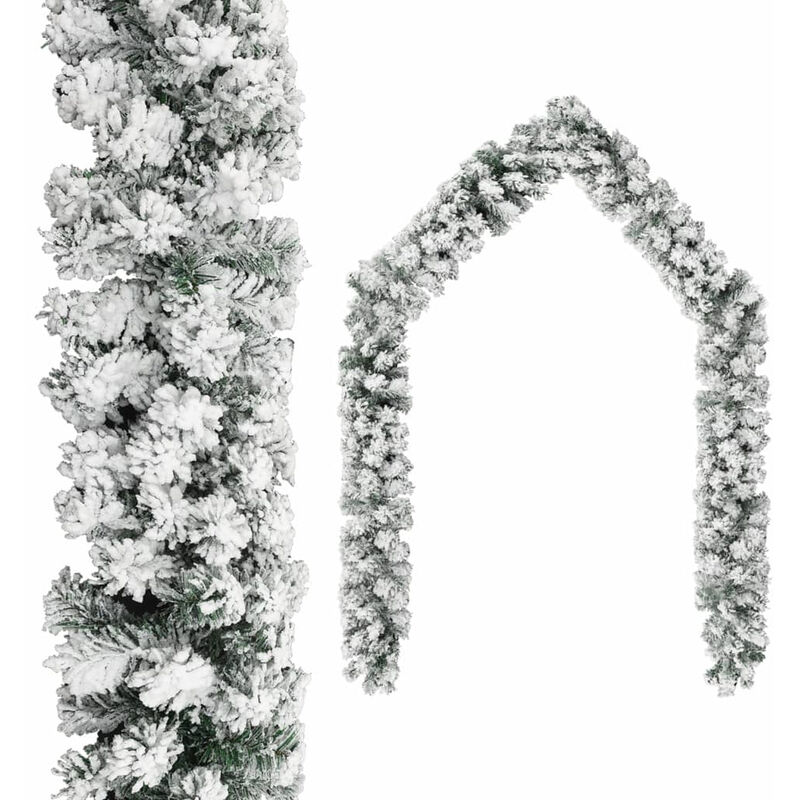 

Guirnalda de Navidad con nieve flocada verde 10 m PVC