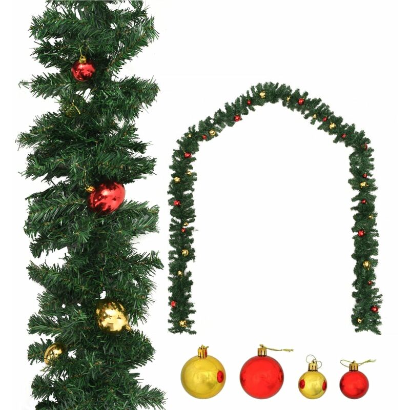 

Guirnalda de Navidad decorada con bolas 5 m