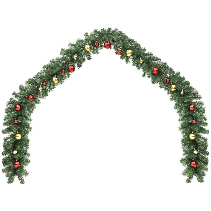 

vidaXL Guirnalda de Navidad decorada con bolas 5 m - Verde