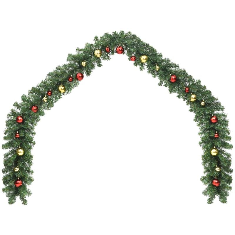 

vidaXL Guirnalda de Navidad decorada con bolas 10 m - Verde