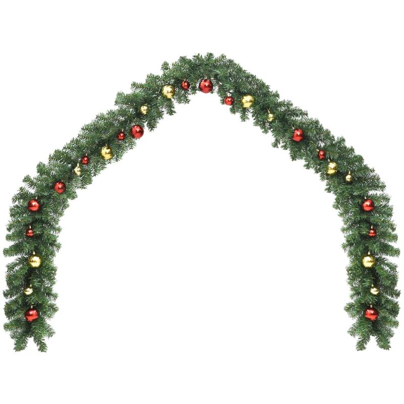 

vidaXL Guirnalda de Navidad decorada con bolas 20 m - Verde