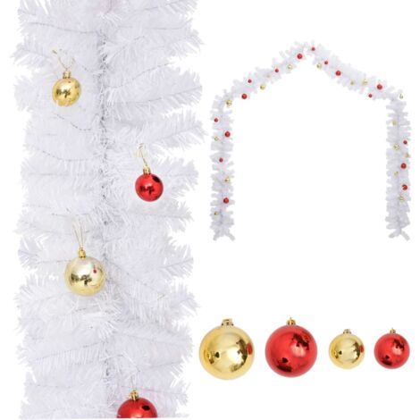 Guirnalda de Navidad decorada con bolas blanco 5 m vidaXL