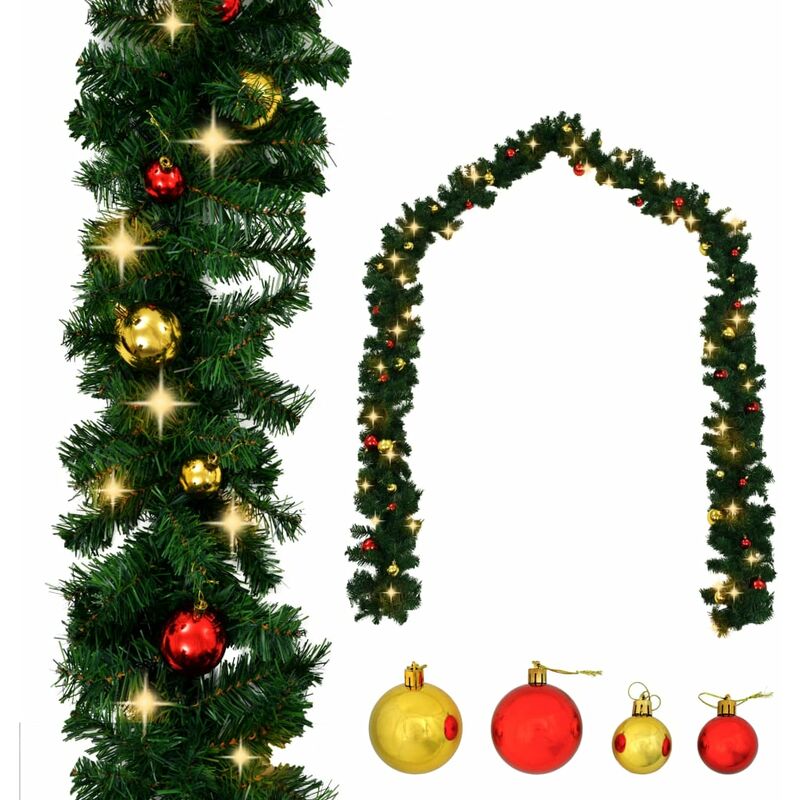 

Guirnalda de navidad decorada con bolas y luces LED 20 m