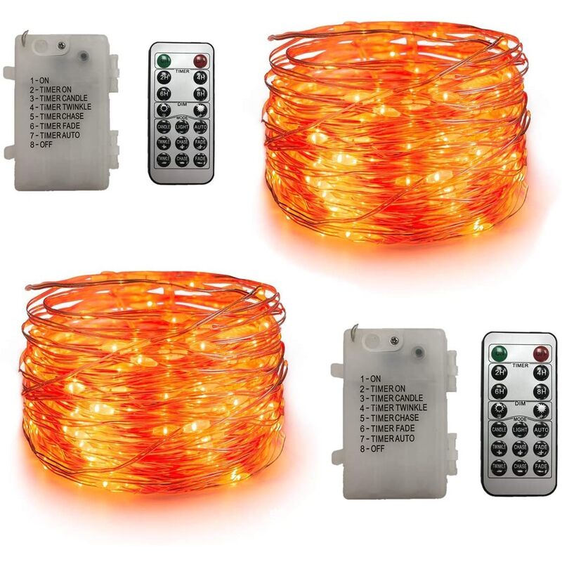 

Guirnalda de otoño (juego de 2), 60 LED Mini cadena de luces LED que funcionan con pilas Luz de decoración de alambre plateado para exteriores e