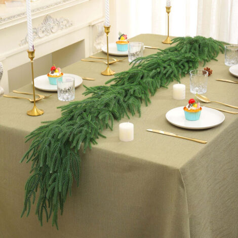 Guirnalda de pino estéreo realista de 270 cm, vegetación para mesa, repisa, pared, decoración navideña para interiores y exteriores, B