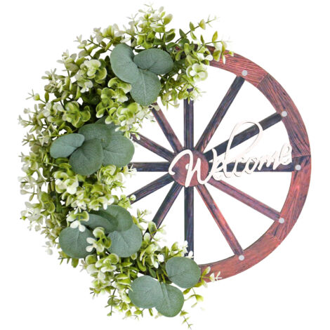Guirnalda de plantas artificiales para la puerta: plantas verdes, ideal como símbolo de bienvenida.