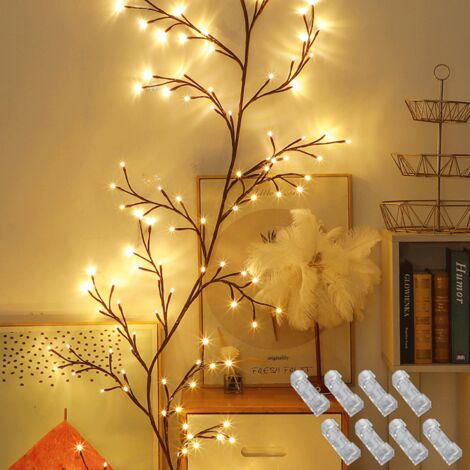 Guirnalda de sauce iluminada para decoración de habitaciones, 2,3 m, 144 luces LED, plantas artificiales, flores, sauce para paredes, dormitorio, sala de estar.