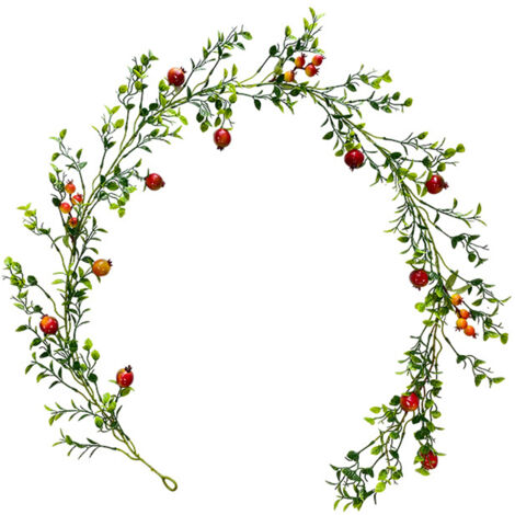 [Guirnalda decorativa artificial] Enredadera frutal A09172 [1,9 metros] Enredaderas, granada, naranja, manzana, musgo, plantas acuáticas, vegetación de pared