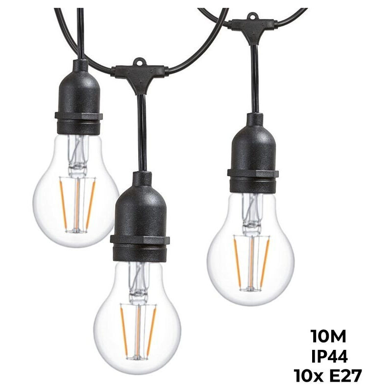 

Guirnalda exterior IP65 10 metros conectable en serie 10x E27