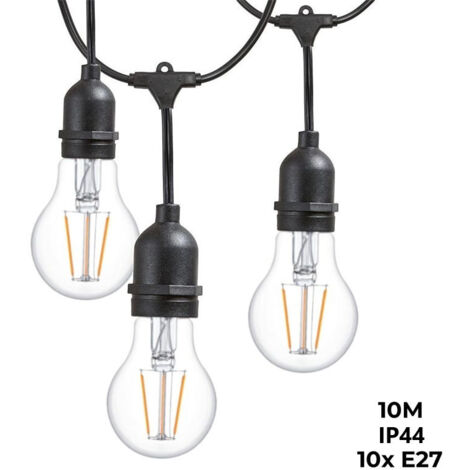 Guirnalda exterior IP65 10 metros conectable en serie 10x E27