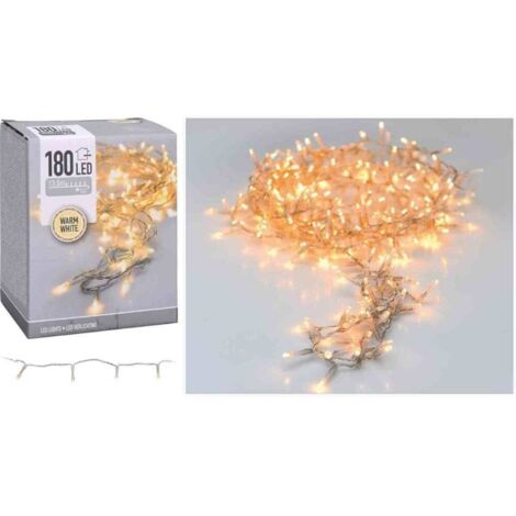 GUIRNALDA FIJA 180 LEDS BLANCO CALIDO 220V IP44 CABLE TRANSPARENTE 16,5m