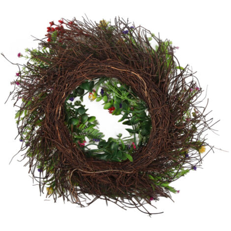 Guirnalda floral artificial para la puerta de entrada con lavanda – 40 cm de diámetro, plástico, 290 g, 1 guirnalda incluida