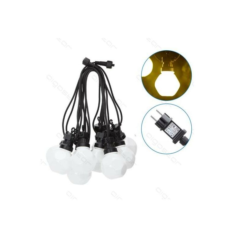 

Guirnalda LED 10 bombillas translucidas blanco cálido 8M
