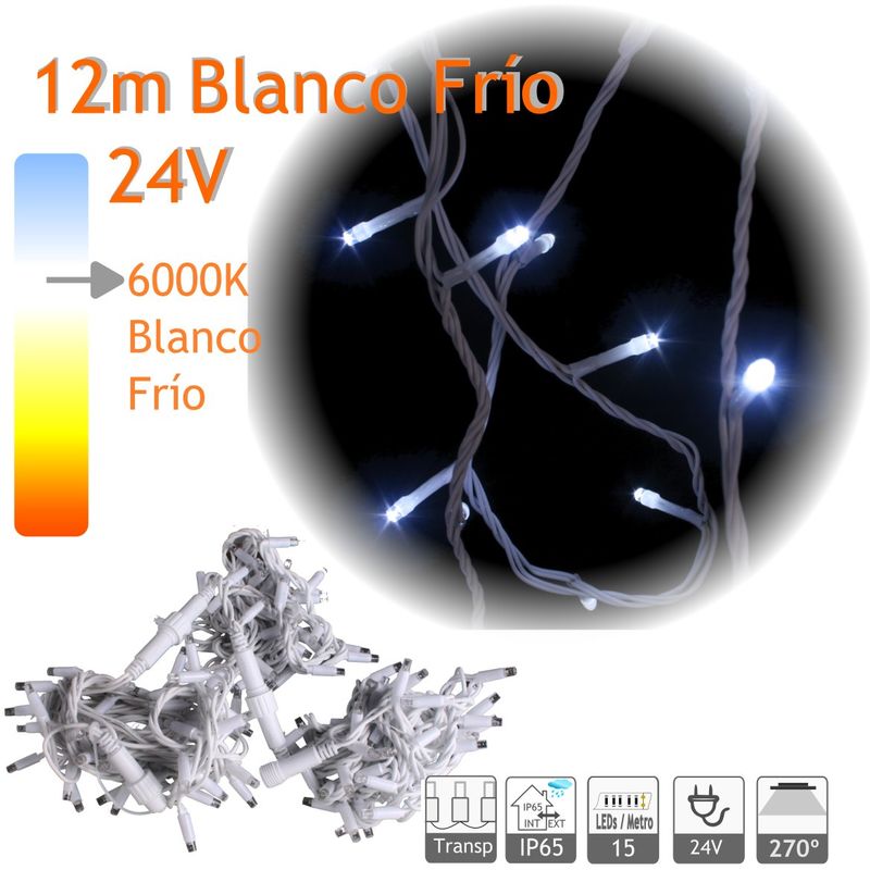 

Jandei Guirnalda Led 12m Blanco Frio Cable Blanco Capsula Trasparente 24V