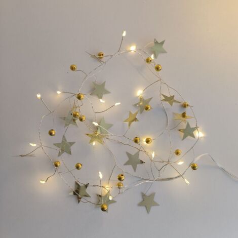 Guirnalda Led a Pilas 0,3W 3100K 1,5m de Estrellas Doradas