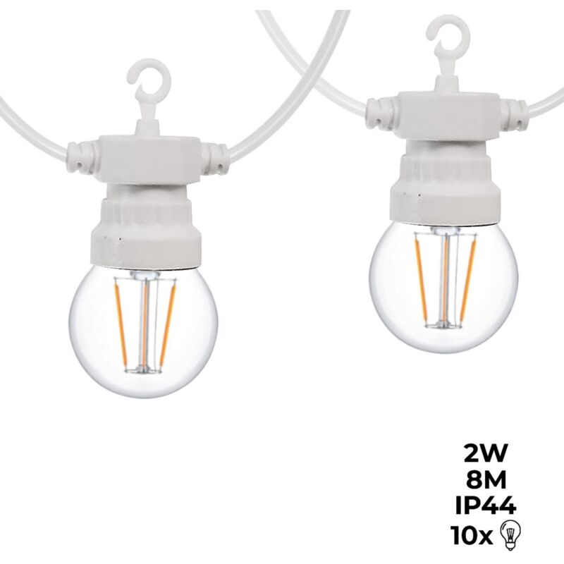 

Guirnalda LED cable blanco 10 bombillas LED 3000ºK - 8 metros