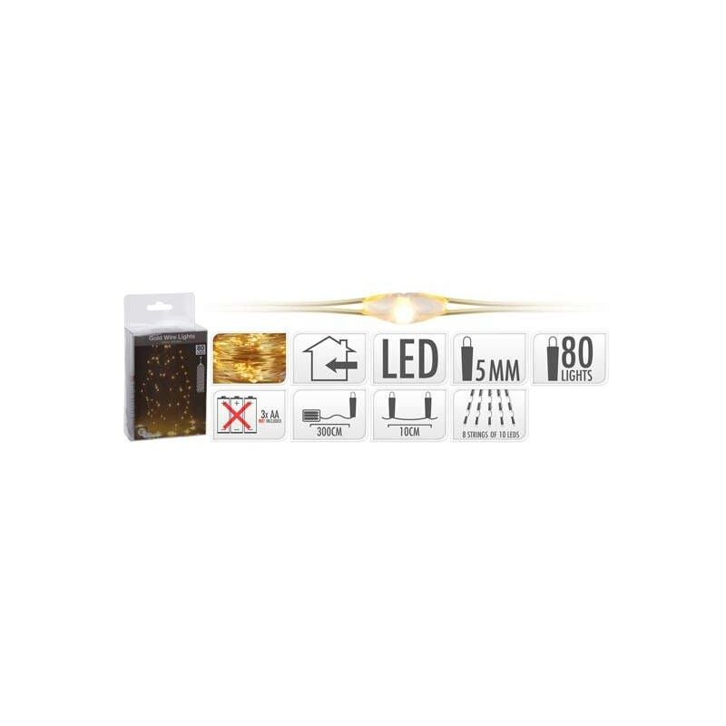 

Guirnalda Led Cascada Interior Hilo Dorado Blanco Calido-80L / 1,05M