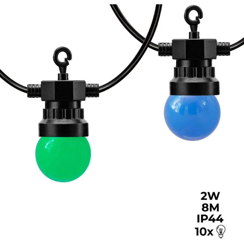 

Guirnalda LED con cable negro 10 bombillas LED Multicolor - 8 metros