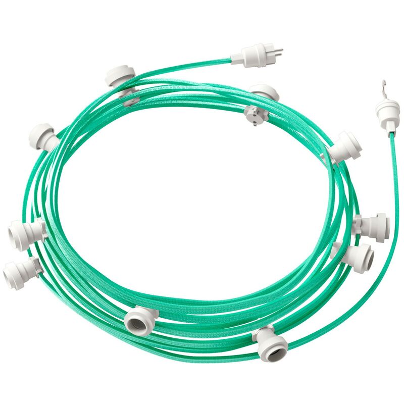 

Creative Cables - Guirnalda Lumet System lista para usar de 12.5 m con cable textil, 10 portalámparas, gancho y enchufe blanco | CH69 - CH69