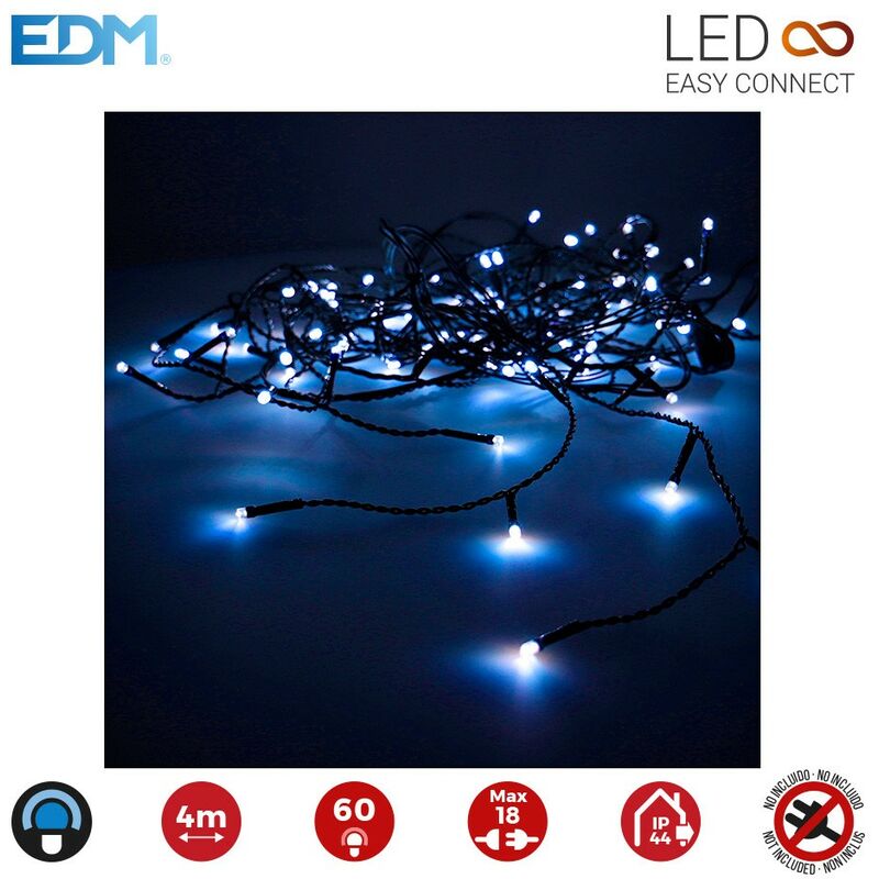 

Guirnalda Luminosa Easy-Connect 4M 60 Leds Azul 30V (Ip44 Interio-Exterior) Edm Total 1,08W