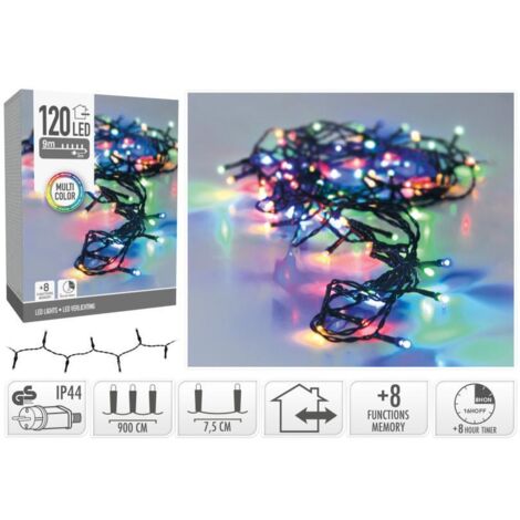 Guirnalda multifuncion 120 leds multicolor 220 12m ip44