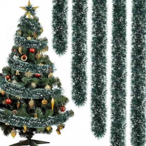 Guirnalda navideña de 10 m, guirnalda artificial de árbol de Navidad, decoración realista para dormitorio, puerta, pared, ventana y chimenea.