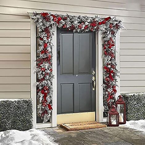 Guirnalda navideña de bayas rojas artificiales para puerta de entrada, ideal para decorar la pared de la puerta y el hogar, ideal para fiestas navideñas, 120 cm.