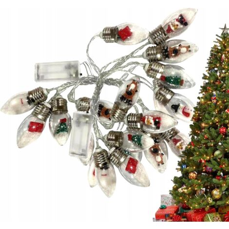 GUIRNALDA NAVIDEÑA DE BOMBILLAS CON FIGURAS PARA CORTINA DE LUZ DE VENTANA NAVIDEÑA
