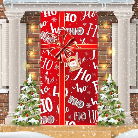 Guirnalda navideña humorística para la puerta con Papá Noel: decoración festiva para la puerta principal, el porche o para decorar una fiesta.