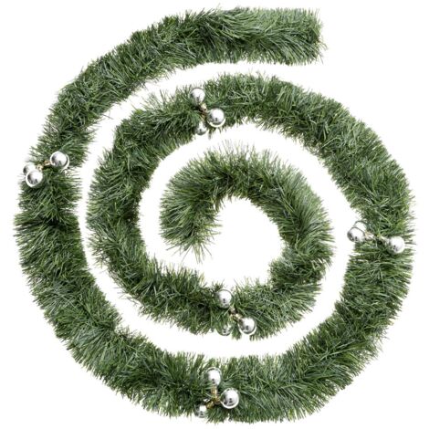 Guirnalda navideña verde con bolas de plástico plateadas D10 x 270cm - Atmosphera créateur d'intérieur