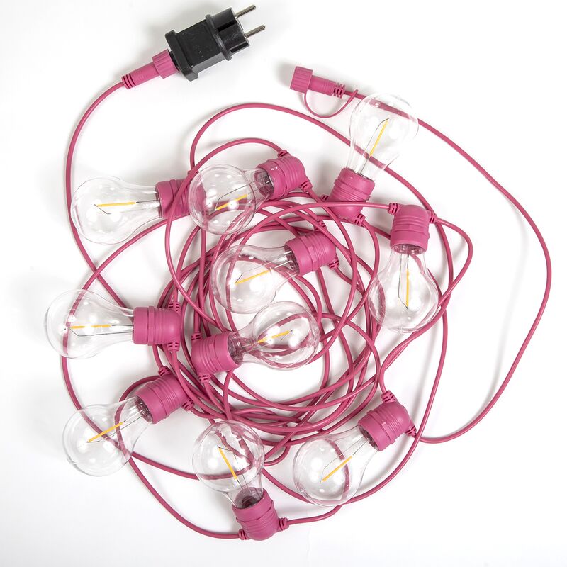 

Alegra-Guirnalda luminosa de exterior, 10 luces LED, 5 m, conectable, color rosa
