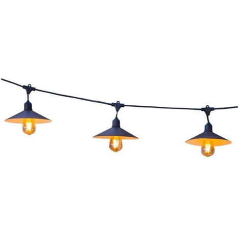 Guirnalda solar luminosa para exteriores - LUMISKY - VINTY LIGHT SOLAR - 6 m - 10 bombillas de filamento - LED blanco cálido