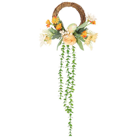 Guirnaldas de huevos de Pascua y adornos de ratán para puertas, perfectos para las celebraciones familiares de Pascua.