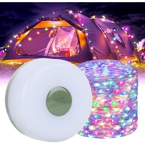 Guirnaldas de luces para interiores y exteriores, impermeables, 30 LED, luces de cadena para acampar con luces de cadena de 8 m con 5 modos para árbol de Navidad, jardín, patio, camping (colores, 8 m)