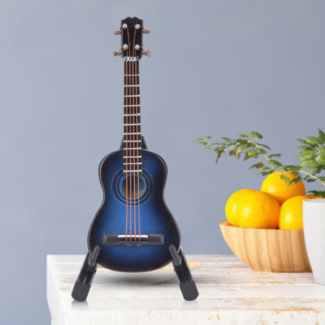 Guitare Classique Miniature en Bois Bleu - Décoration de Bureau Créative
