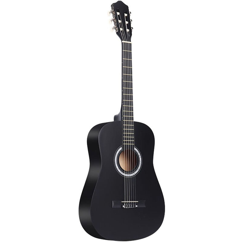 

Guitarra acustica clasica de 38 pulgadas, 6 cuerdas, guitarra de madera para estudiantes principiantes (negro), Negro