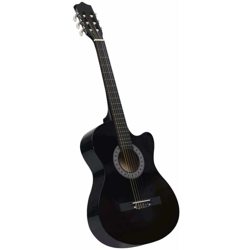 

Guitarra acústica occidental con cutaway y 6 cuerdas negro 38'