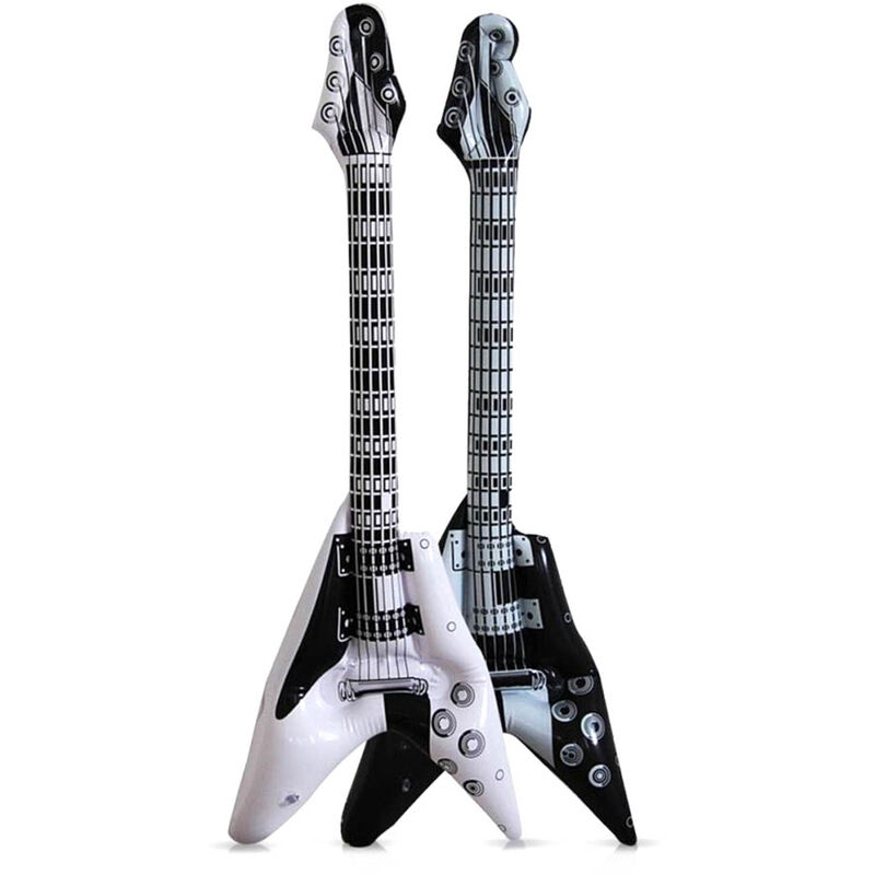 

Guitarra Hinchable Estilo Eléctrica en V, 90cm, Blanco y negro