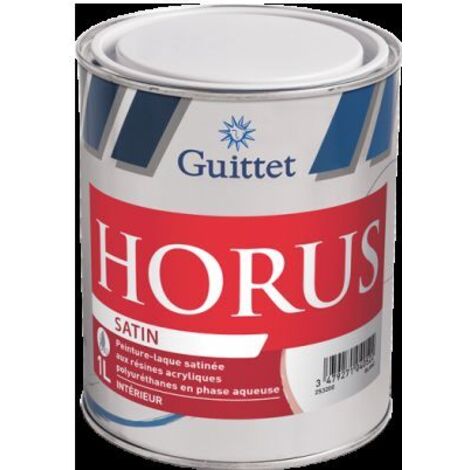 Guittet – Peinture laque satinée 12-14 m²/L – Résistante aux chocs et rayures – Séchage rapide – Pour maçonneries et boiseries intérieures/extérieures - Satin1lblanc