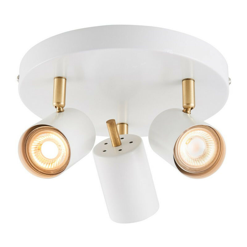 Gull - 3 Light Spotlight Matt White Paint, Satin Brushed Gold, GU10 - Endon