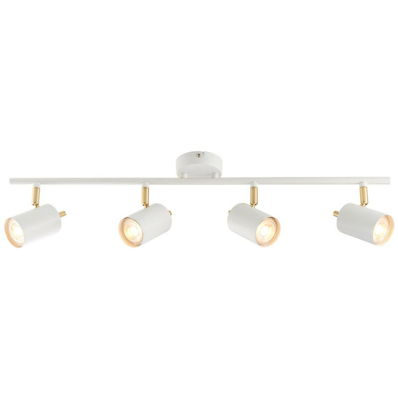 Gull - 4 Light Spotlight Matt White Paint, Satin Brushed Gold, GU10 - Endon