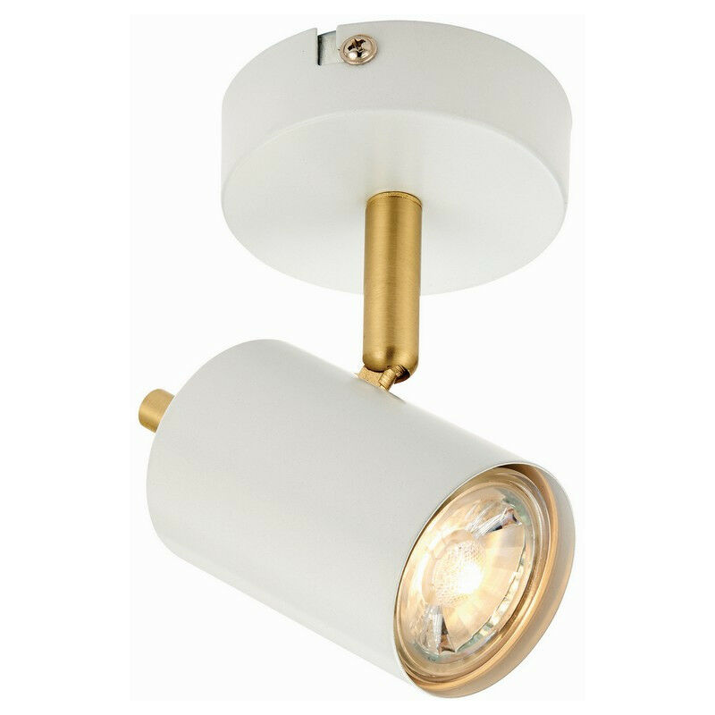 Endon Gull - 1 Light Spotlight Matt White Paint, Satin Brushed Gold, GU10