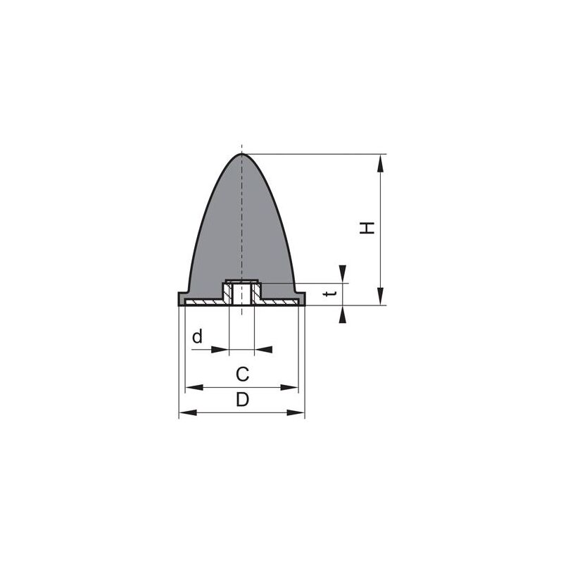 FP - Gummi-Metall-Puffer parabelförmig Typ e D20xH24 M6 NR55