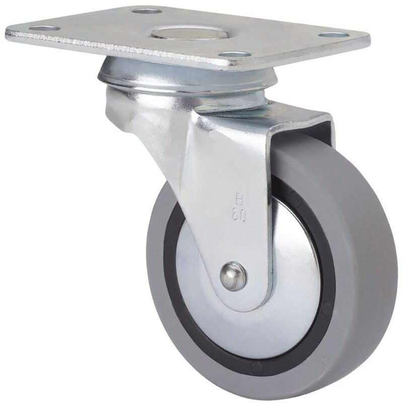 Image of Gummi-Lenkrolle mit Platte und glatter Achse, grau, max. Tragkraft 17 kg, ø 4 cm