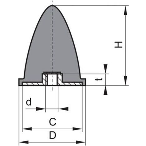 Gummi-Metall-Puffer parabelförmig Typ E D50xH67 M10 NR55