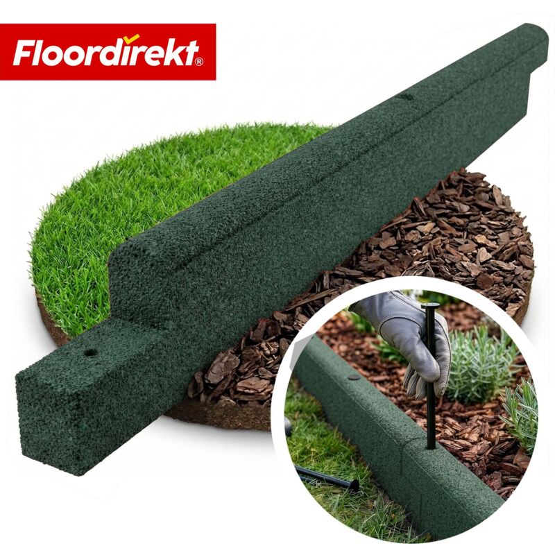 Floordirekt Gummi Randstein Flexible Rasenkante & Beeteinfassung Aus Recyceltem Gummi Für Garten, Wege & Terrasse Grün