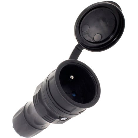 Gummi-Steckdose 2P+Z, 16A EXTREM IP54 SCHWARZ - E+97-4480