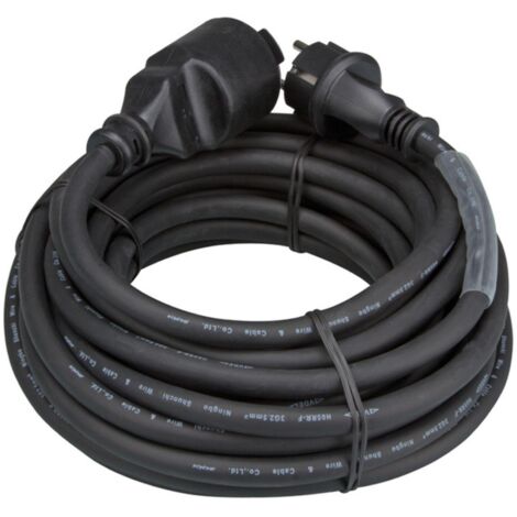 GUMMI-VERLÄNGERUNGSKABEL MIT SCHRUMPFSCHLAUCH - 3G2.5 - 15 m - STECKER-TYP E (FRANZÖSISCHES SYSTEM)